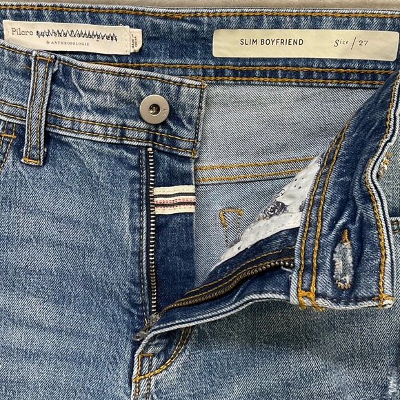 Anthro Pilcro Slim Boyfriend Embroidered Jeans Womens Sz 27 - Picture 5 of 9